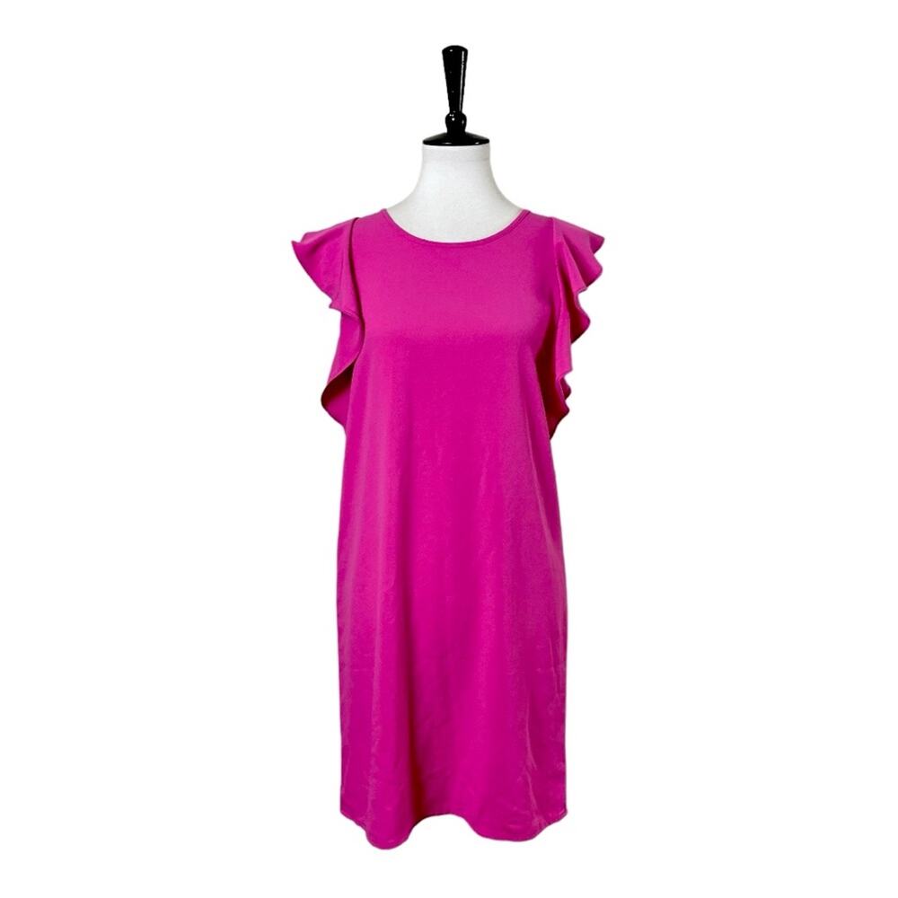 Banana Republic New Shift Dress Flutter Sleeves Hot Pink Fuchsia Women’s Size XS